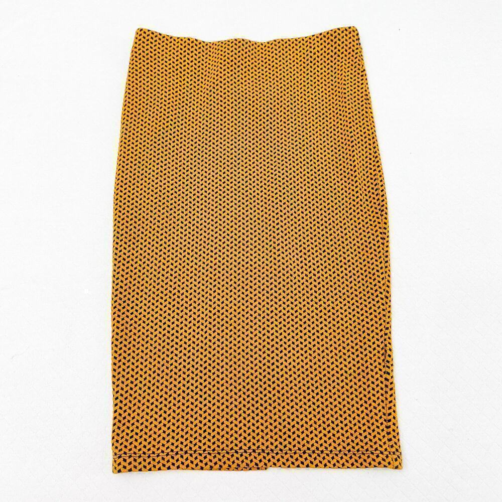 Zara Knit Waffle Pencil Skirt Yellow Purple Size M Turkey